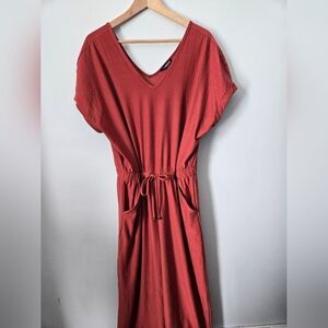 SANSARA V-Neck rusty-red Wide Leg Jumpsuit